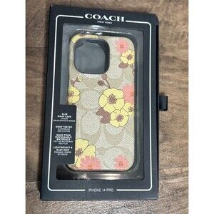 Coach iPhone 14 Pro Signature Canvas Floral Print Light Khaki In Box New